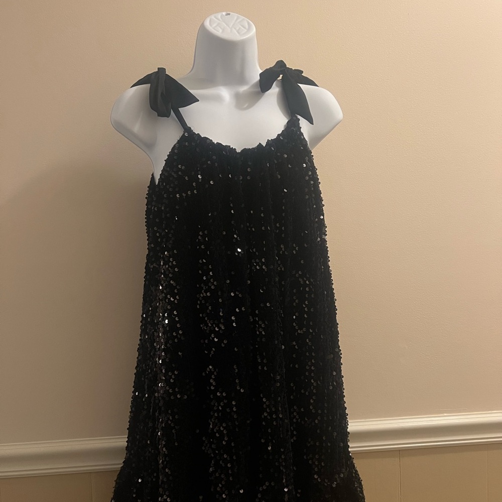 Chelsea & Violet Elegant Black Sequined Ruffle short dress